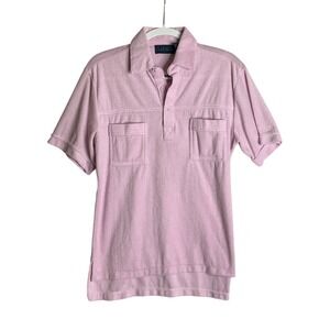 Vintage Pink Terry Cloth Polo Shirt‎ Sarby 60s 70s Preppy  Retro Leisurewear S